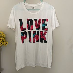 Victorias Secret PINK White T-shirt Size large